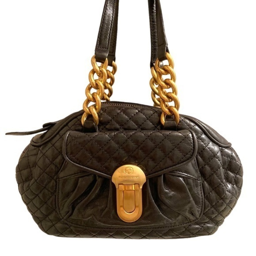 Francesco biasia RARE black leather quilted small satchel bag BEAUTIFUL